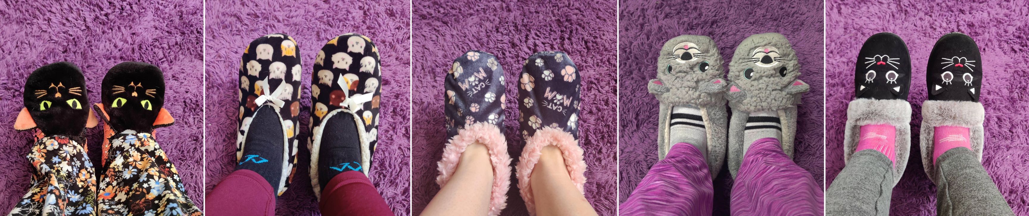 cat slippers on vanessa's feet