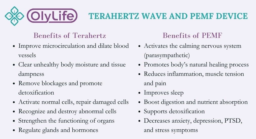 infographic benefits of terahertz waves and PEMF device